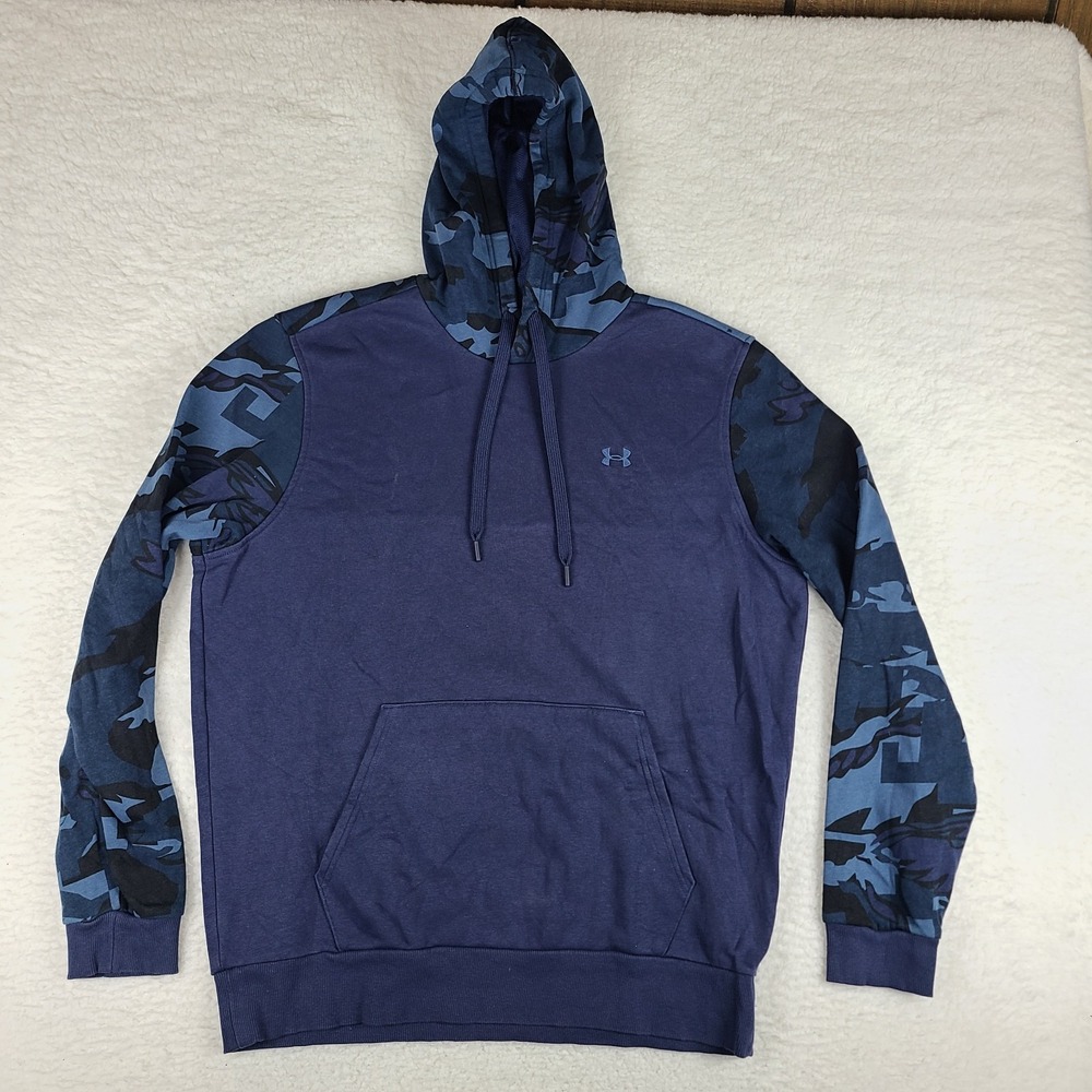 Under Armour Hoodie Mens Large Dark Blue Sweater Activewear Cotton Polyester